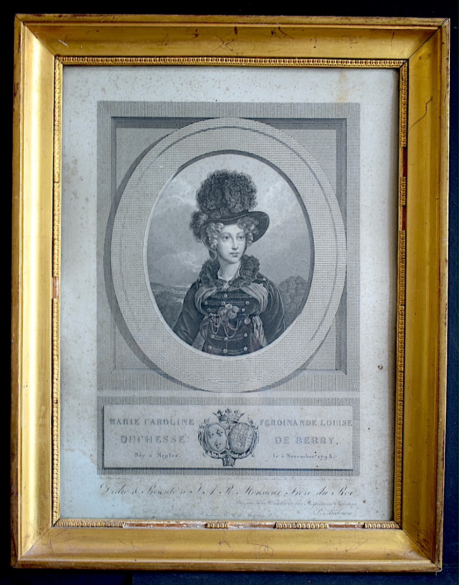 Engraving Duchesse De Berry After Hesse, Engraved By Audouin 19th Century Rt1447