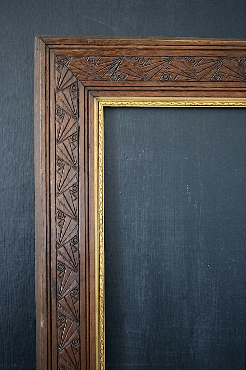CADRE Art Déco bois sculpté Feuillure 68,7 x 53,5 cm  FRAME Ref C1271-photo-3