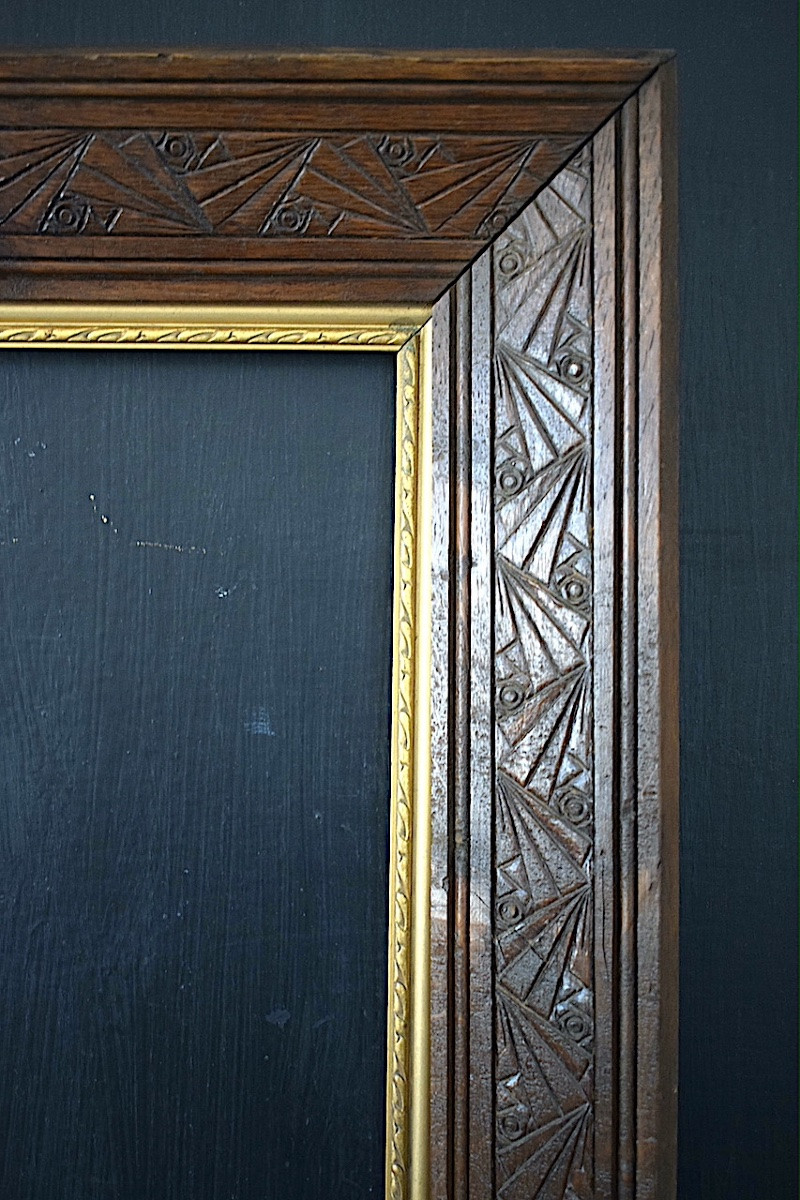 CADRE Art Déco bois sculpté Feuillure 68,7 x 53,5 cm  FRAME Ref C1271-photo-1