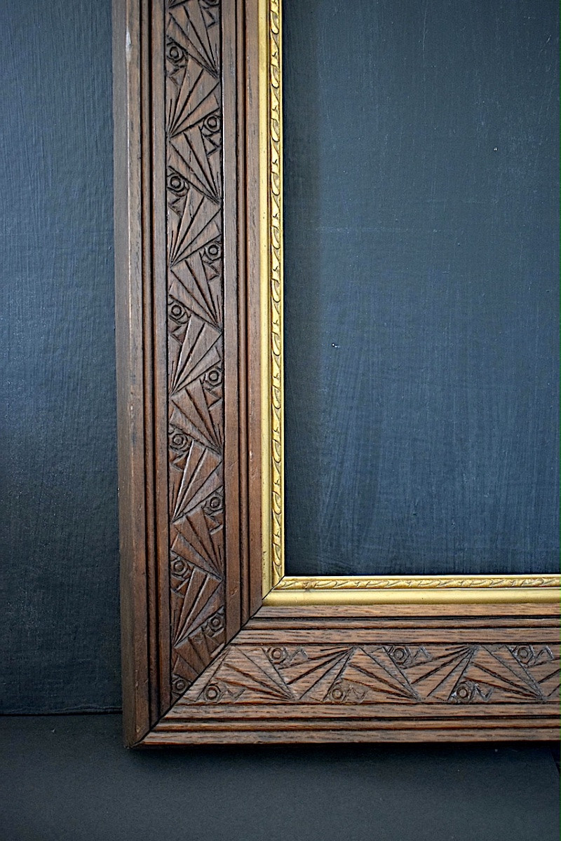 CADRE Art Déco bois sculpté Feuillure 68,7 x 53,5 cm  FRAME Ref C1271-photo-5