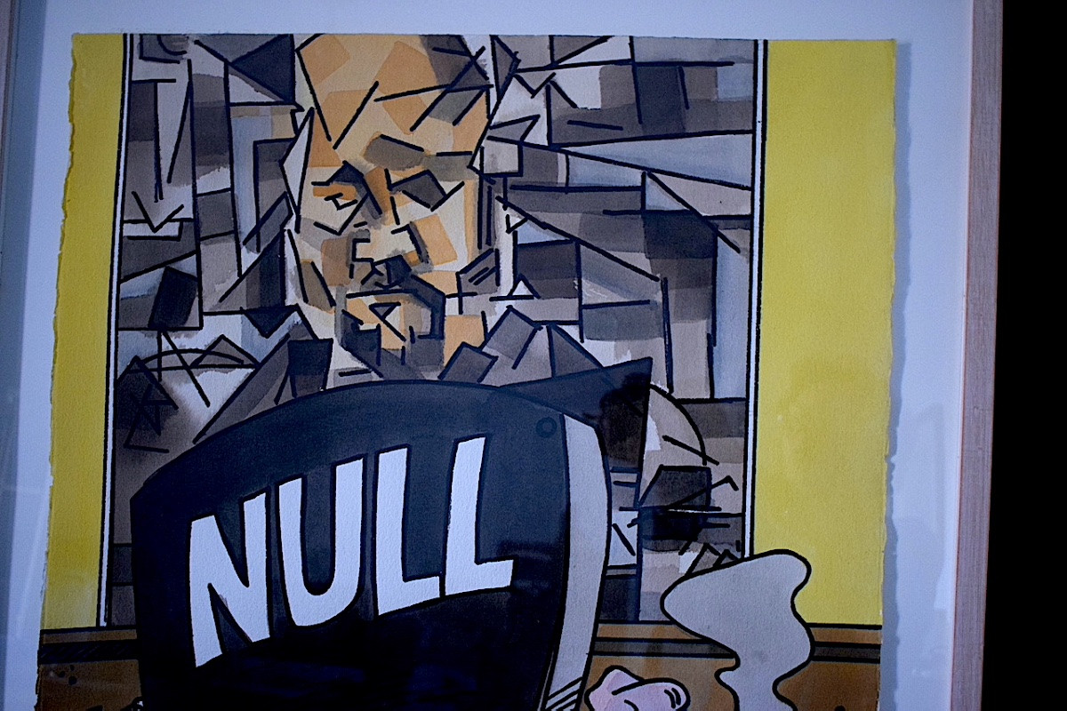 Work By Erró, Portrait Of Vollard Painted By Picasso, Signed Watercolor, 20th Century, Rt1448-photo-2