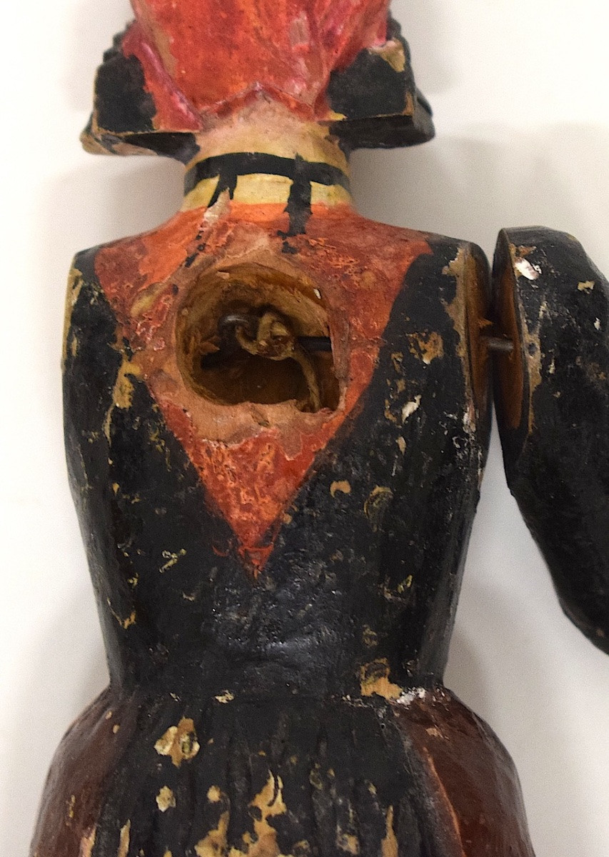 Art Populaire Carved Wooden Woman Painted Polychrome Puppet Doll Ref1116-photo-2