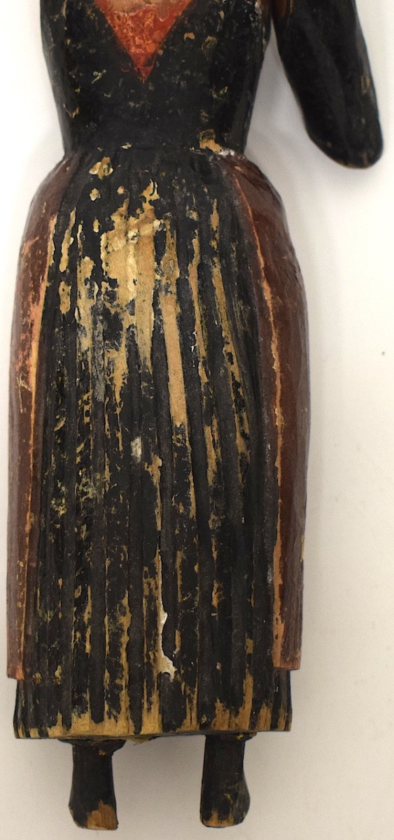 Art Populaire Carved Wooden Woman Painted Polychrome Puppet Doll Ref1116-photo-3