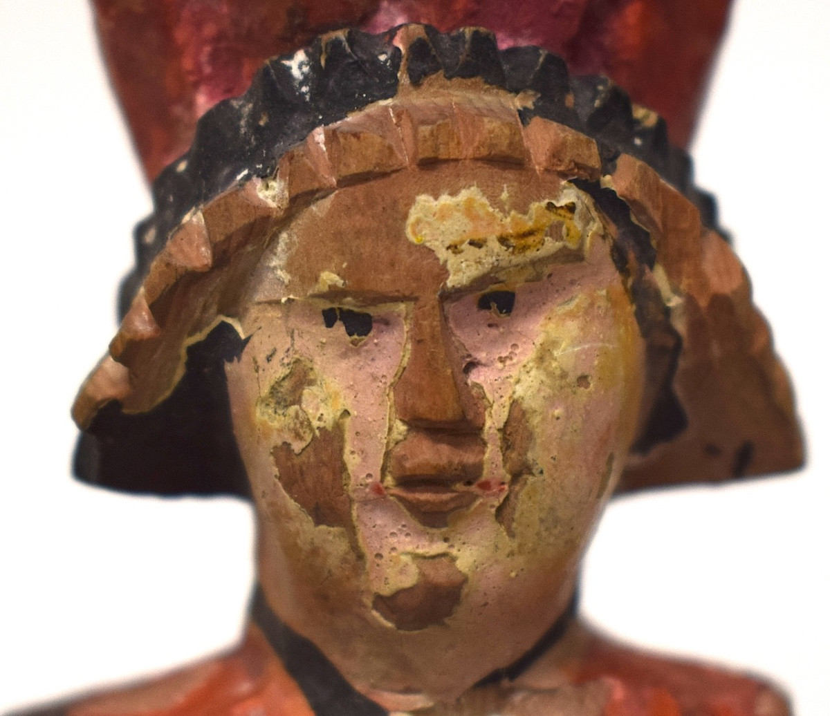 Art Populaire Carved Wooden Woman Painted Polychrome Puppet Doll Ref1116-photo-5