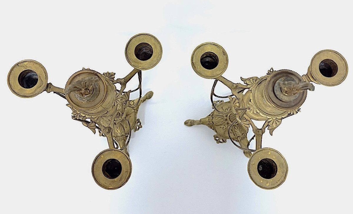 Paire De Cand&eacute;labre ou Chandelier en bronze Napoleon III style N&eacute;oclassique ref1117 -photo-2