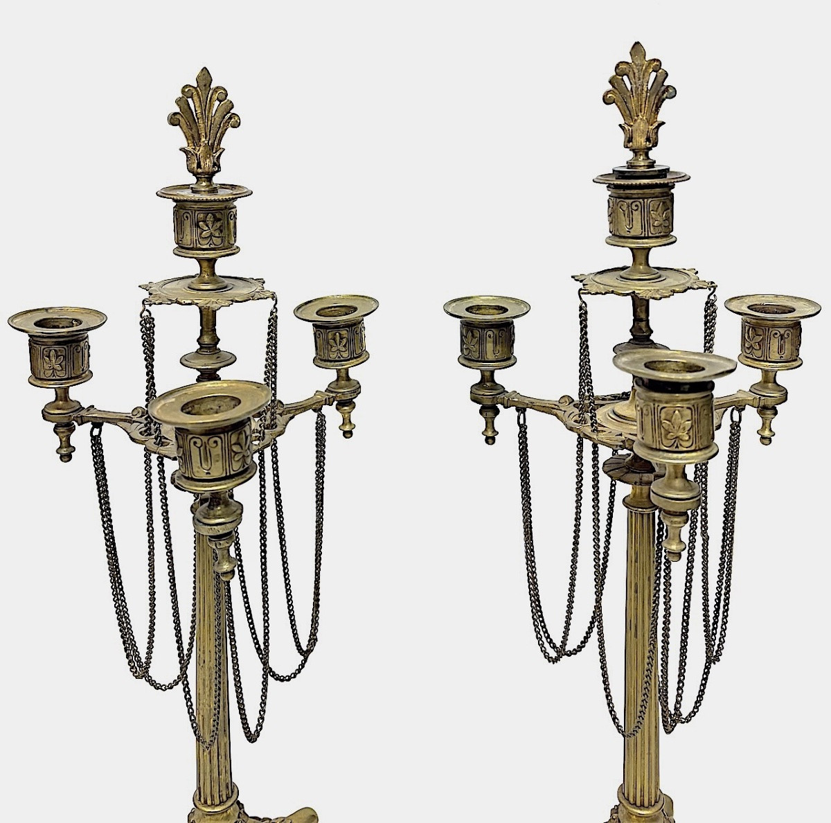 Paire De Cand&eacute;labre ou Chandelier en bronze Napoleon III style N&eacute;oclassique ref1117 -photo-4