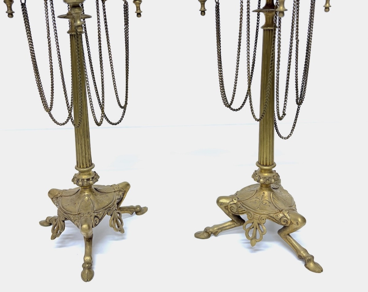Paire De Cand&eacute;labre ou Chandelier en bronze Napoleon III style N&eacute;oclassique ref1117 -photo-1