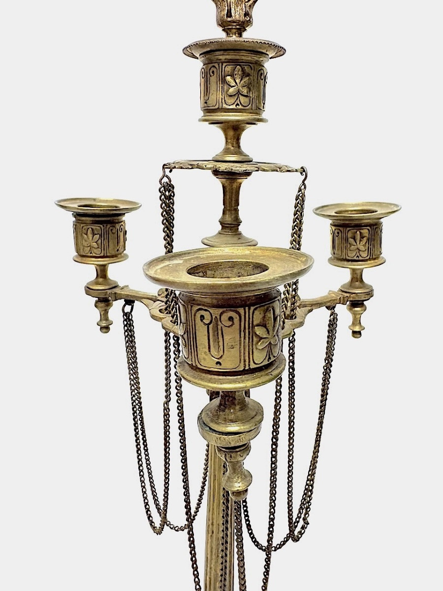 Paire De Cand&eacute;labre ou Chandelier en bronze Napoleon III style N&eacute;oclassique ref1117 -photo-2