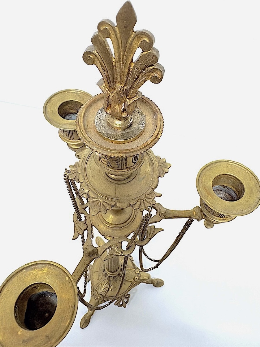 Paire De Cand&eacute;labre ou Chandelier en bronze Napoleon III style N&eacute;oclassique ref1117 -photo-4