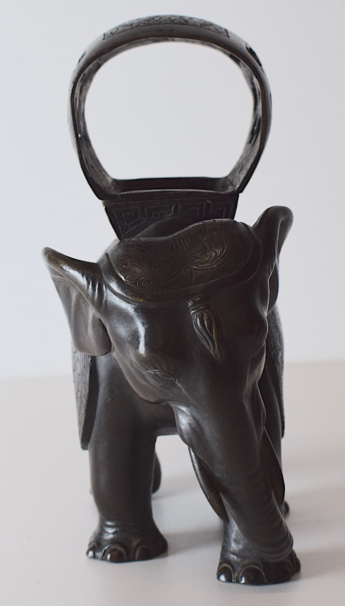 Antique Bronze Elephant Perfume Burner China Orient 19th C Ref1118-photo-3