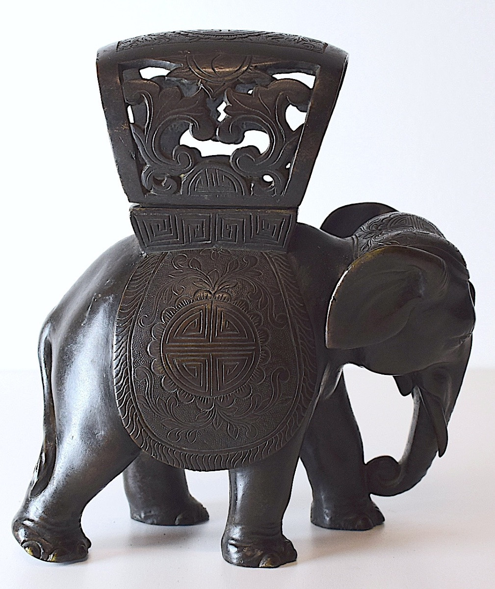 Antique Bronze Elephant Perfume Burner China Orient 19th C Ref1118-photo-4