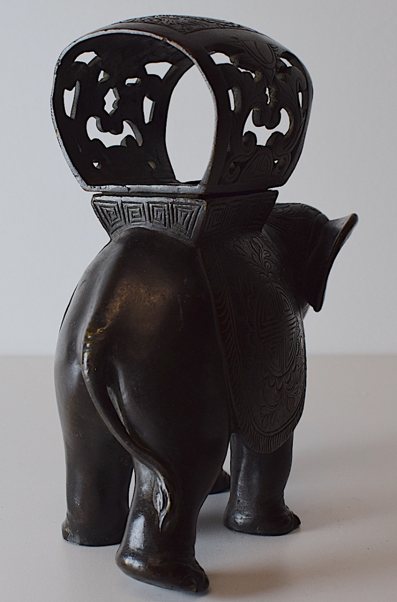 Antique Bronze Elephant Perfume Burner China Orient 19th C Ref1118-photo-1
