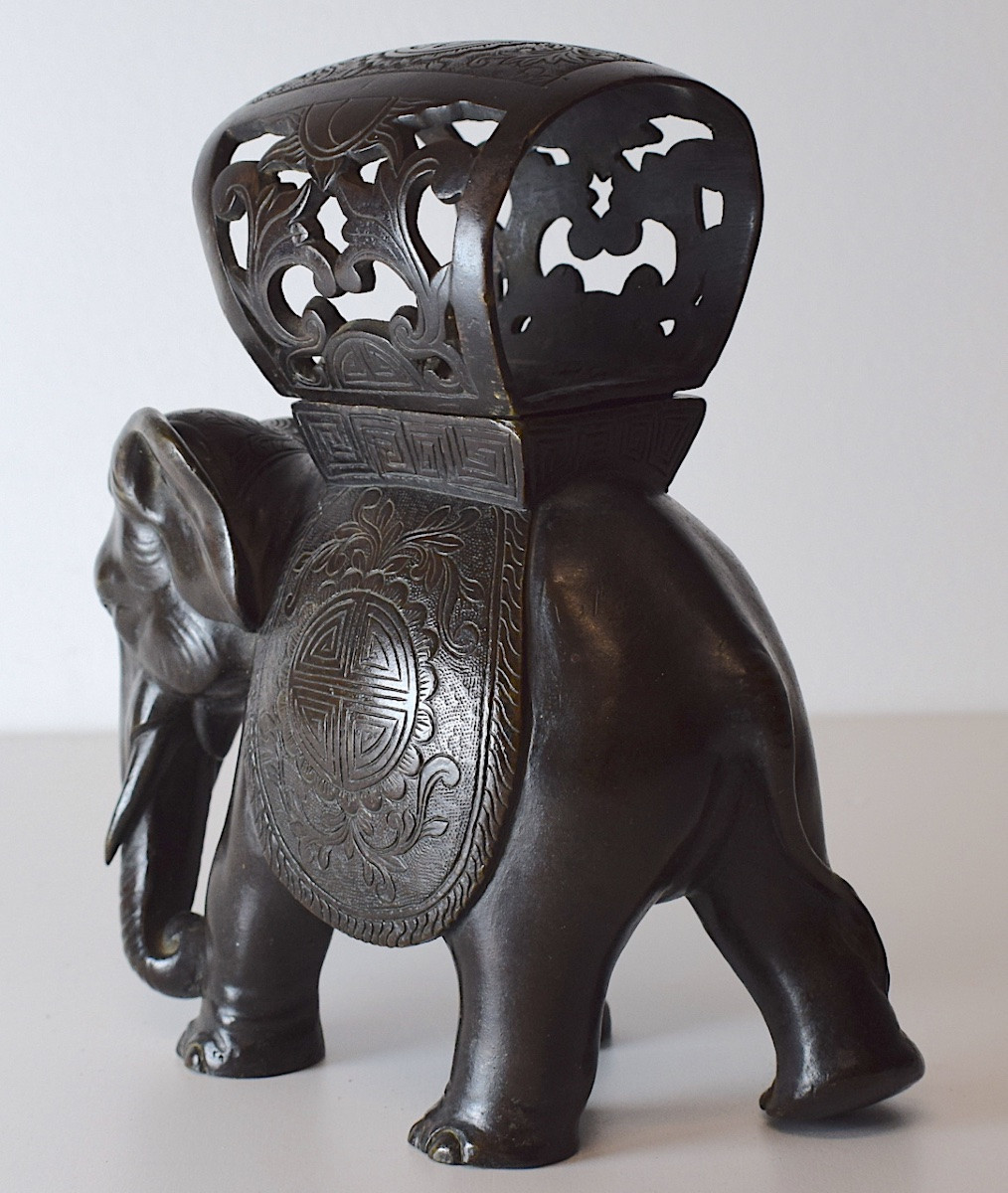 Antique Bronze Elephant Perfume Burner China Orient 19th C Ref1118-photo-2