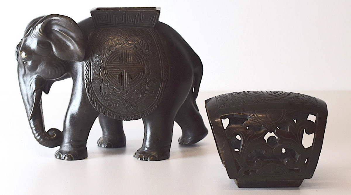 Antique Bronze Elephant Perfume Burner China Orient 19th C Ref1118-photo-3