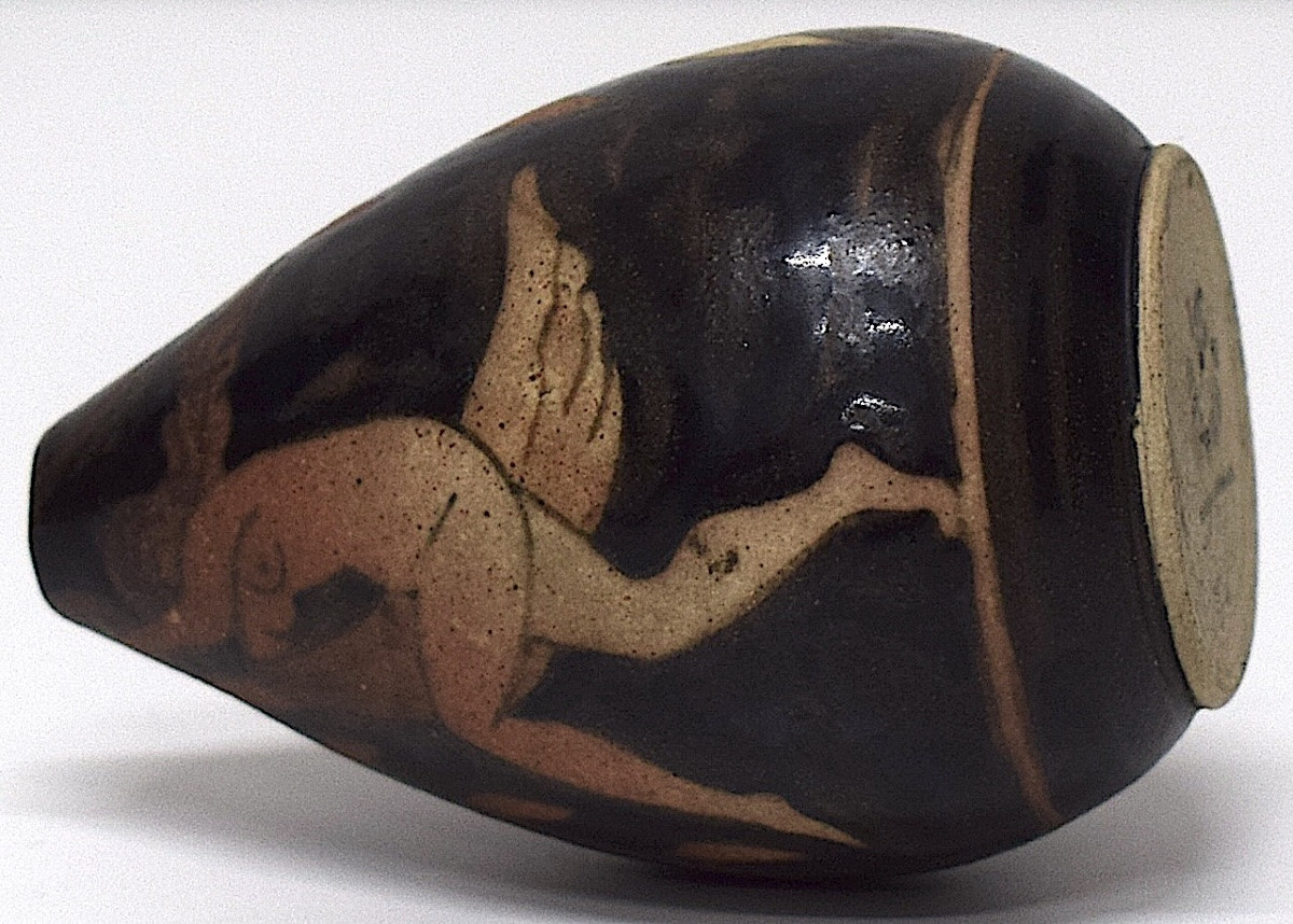 Ciboure Petit Vase Basque Art Deco gr&egrave;s de Ciboure Danseuse cymbales vers 1925 sign&eacute; ref1120-photo-2