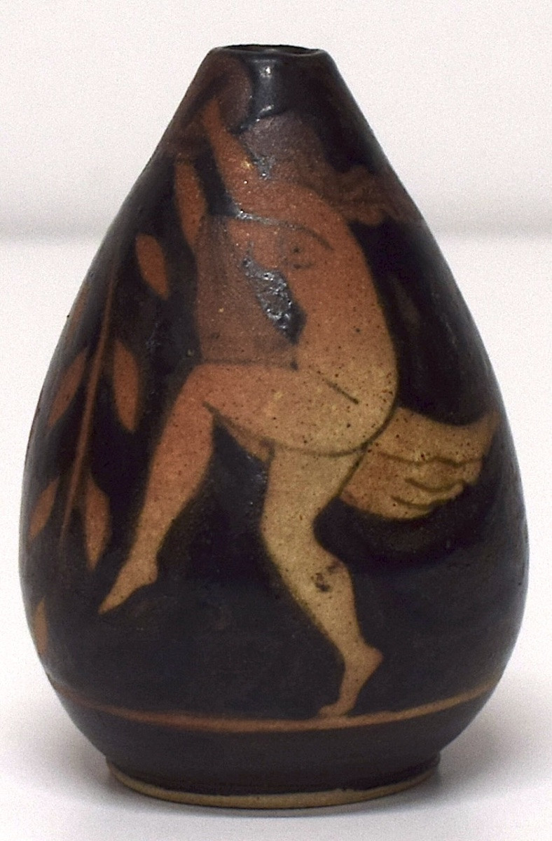 Ciboure Petit Vase Basque Art Deco gr&egrave;s de Ciboure Danseuse cymbales vers 1925 sign&eacute; ref1120-photo-5
