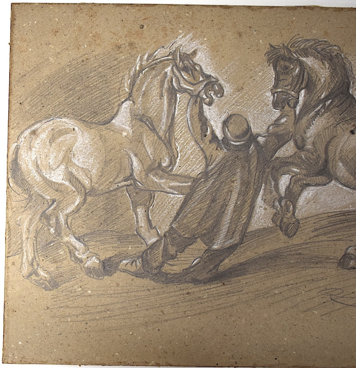 Dessin Mine De Plomb Lad Chevaux D' après Géricault Refm01-photo-2