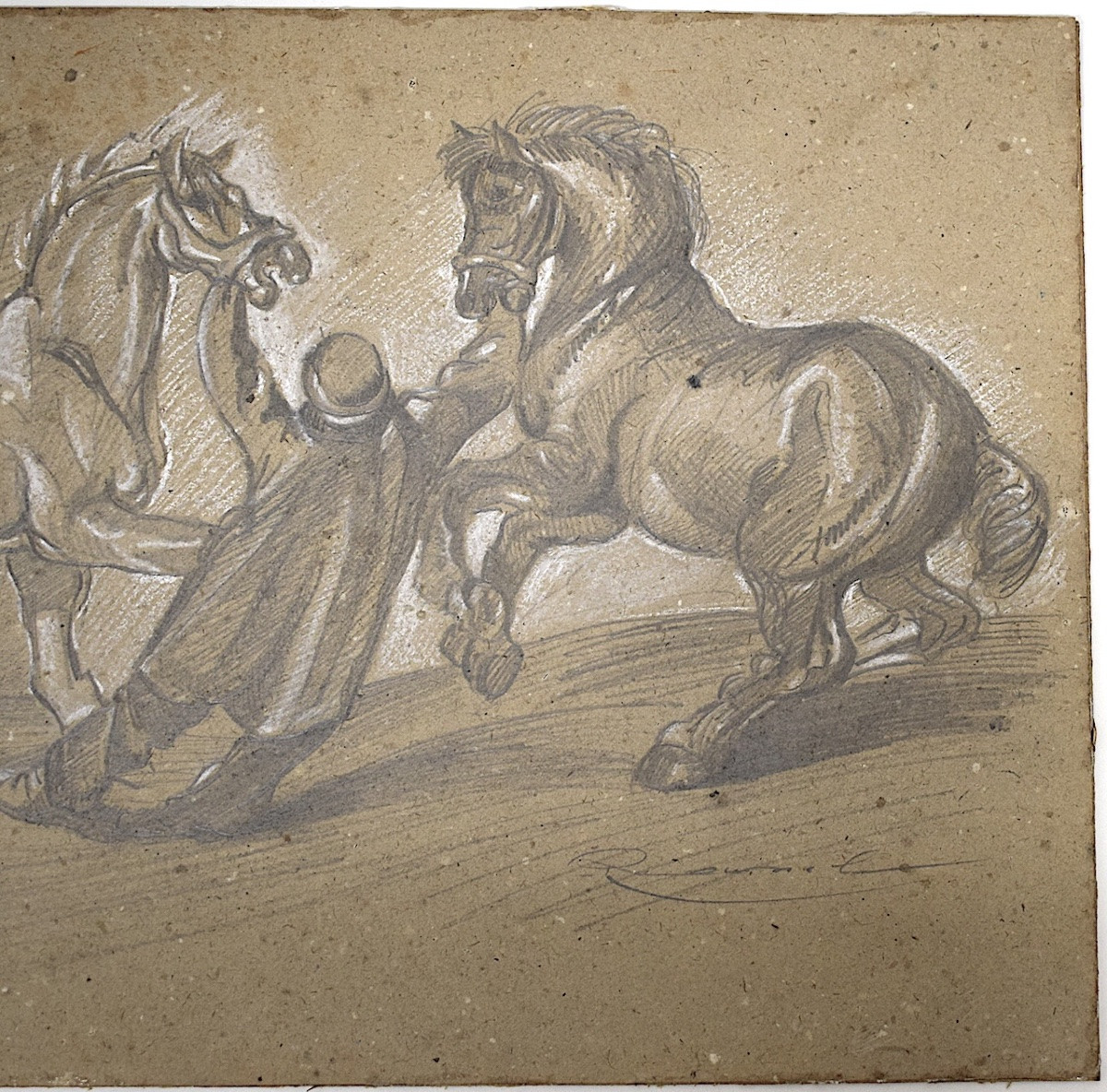 Dessin Mine De Plomb Lad Chevaux D' après Géricault Refm01-photo-3