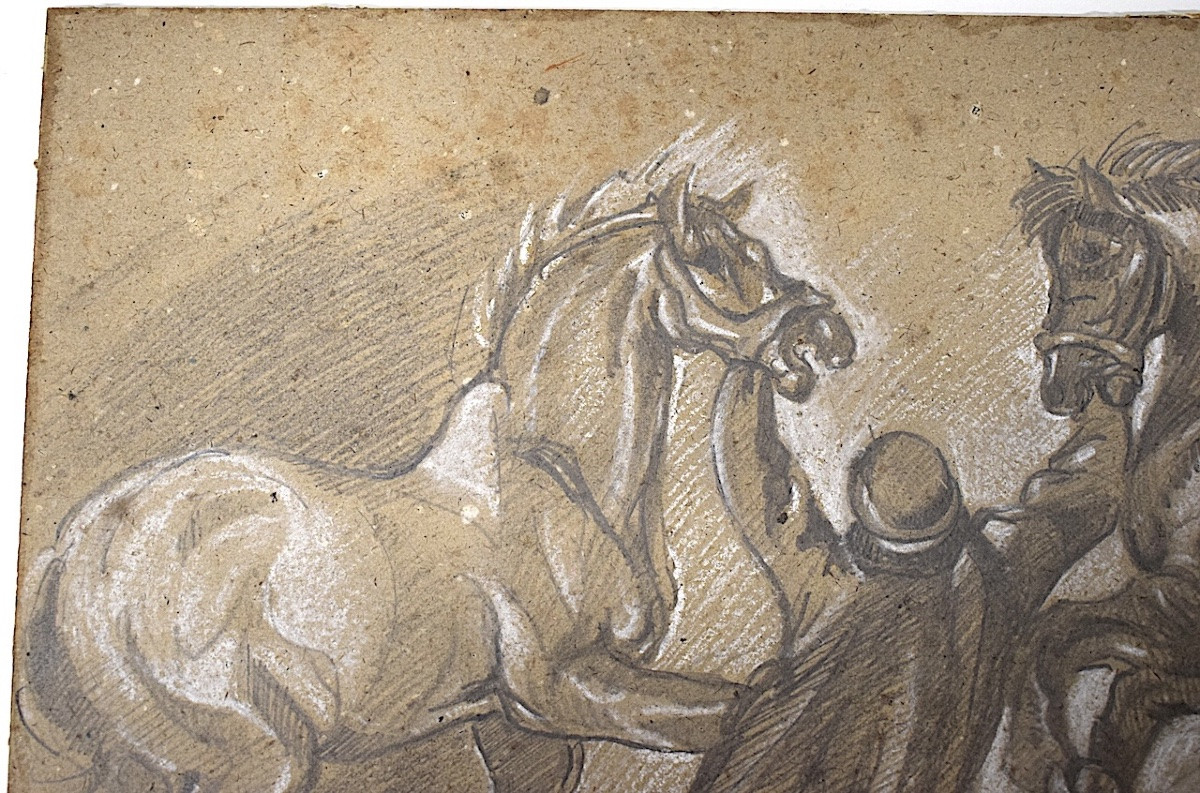 Dessin Mine De Plomb Lad Chevaux D' après Géricault Refm01-photo-4