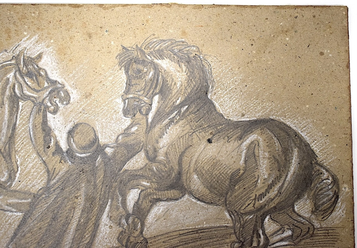 Dessin Mine De Plomb Lad Chevaux D' après Géricault Refm01-photo-1