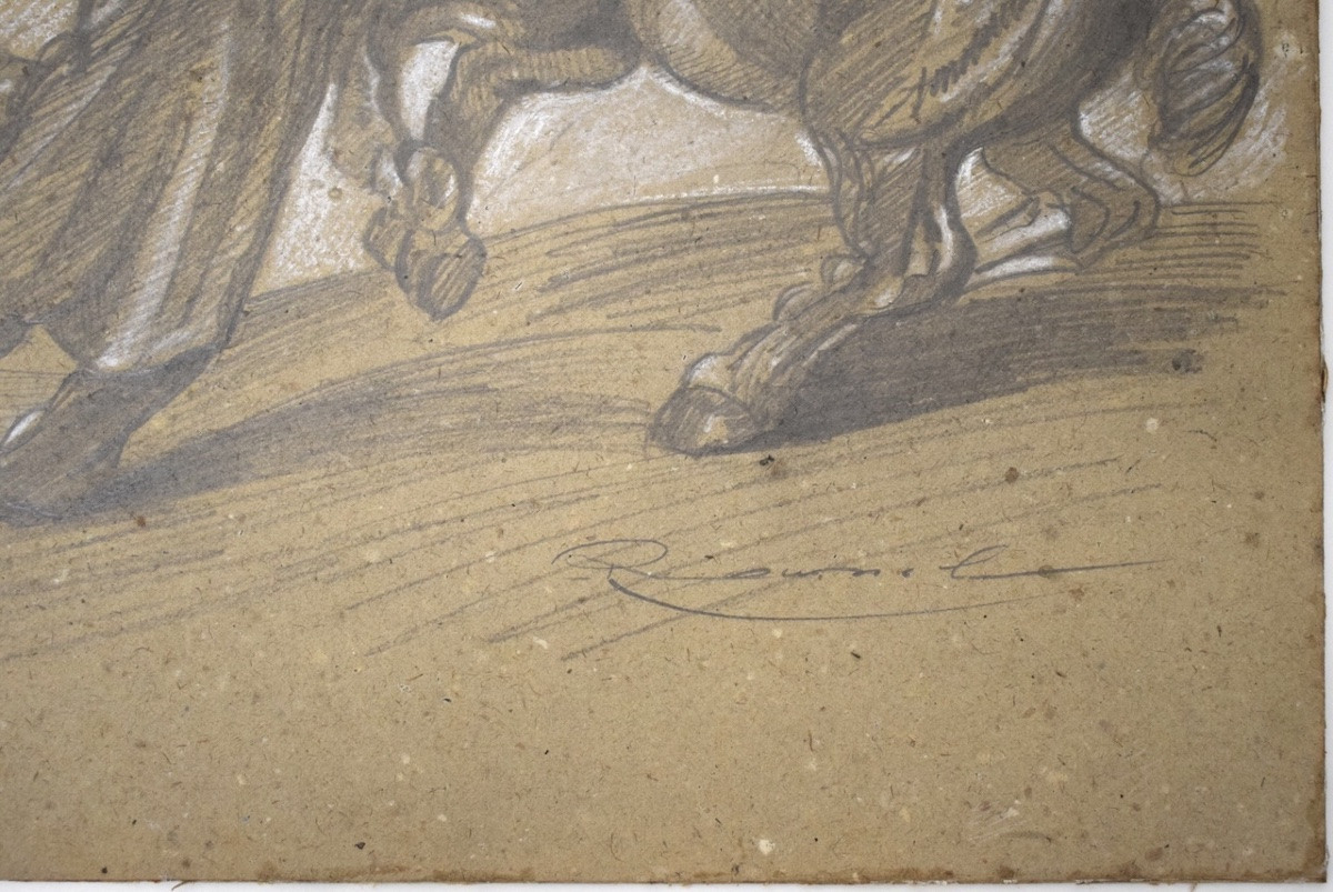 Dessin Mine De Plomb Lad Chevaux D' après Géricault Refm01-photo-2