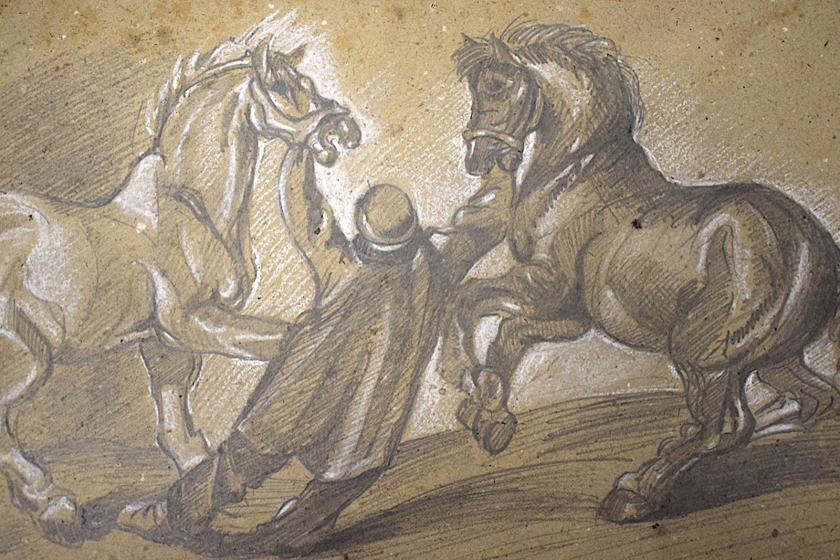 Dessin Mine De Plomb Lad Chevaux D' après Géricault Refm01-photo-3