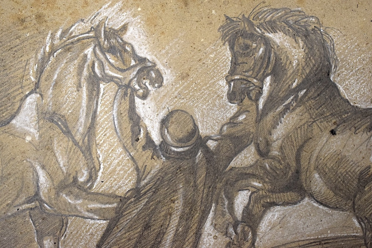 Dessin Mine De Plomb Lad Chevaux D' après Géricault Refm01-photo-4