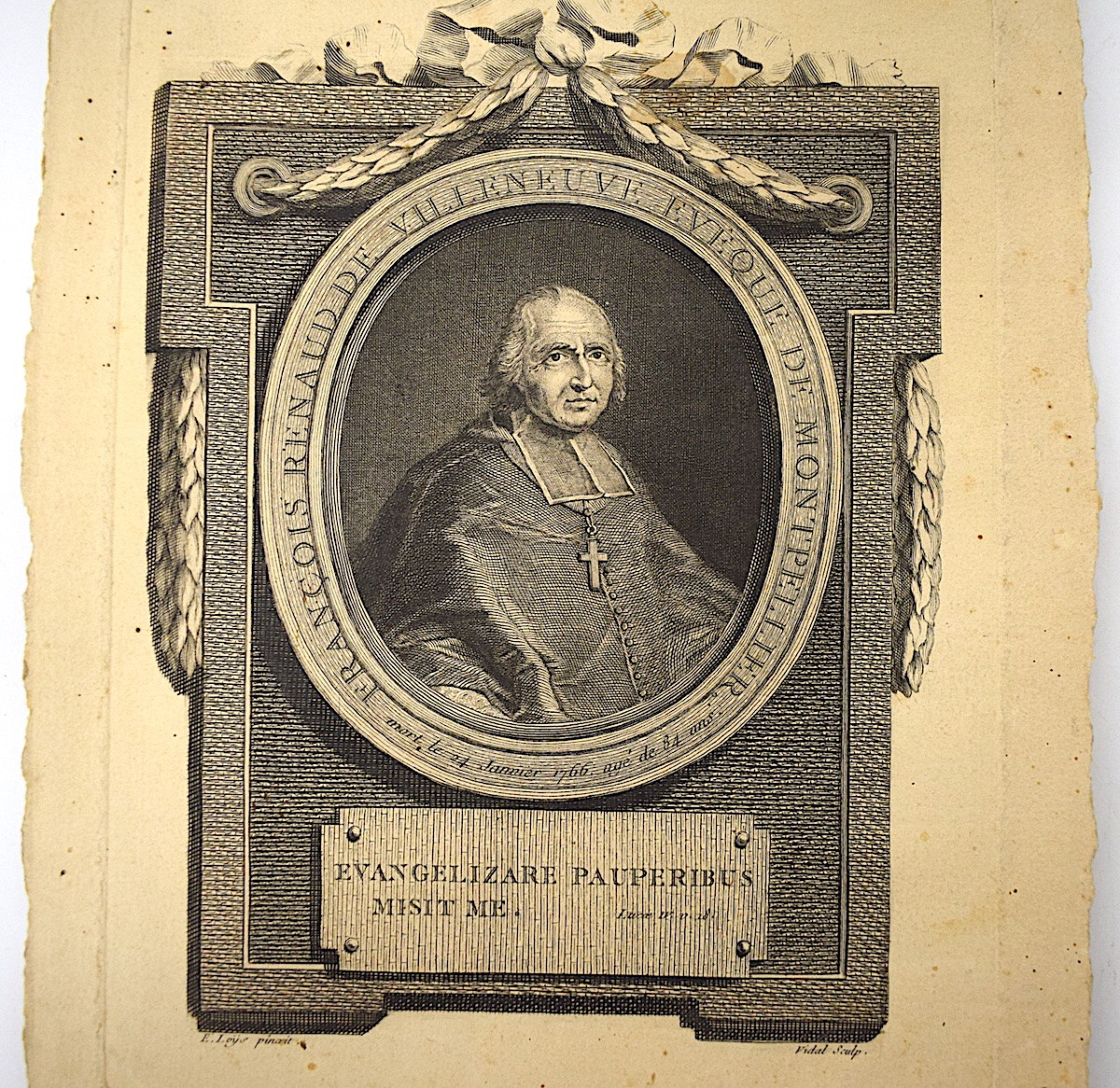 Gravure Portrait de François Renaud de Villeneuve Évêque de Montpellier par Loys refm04 -photo-4