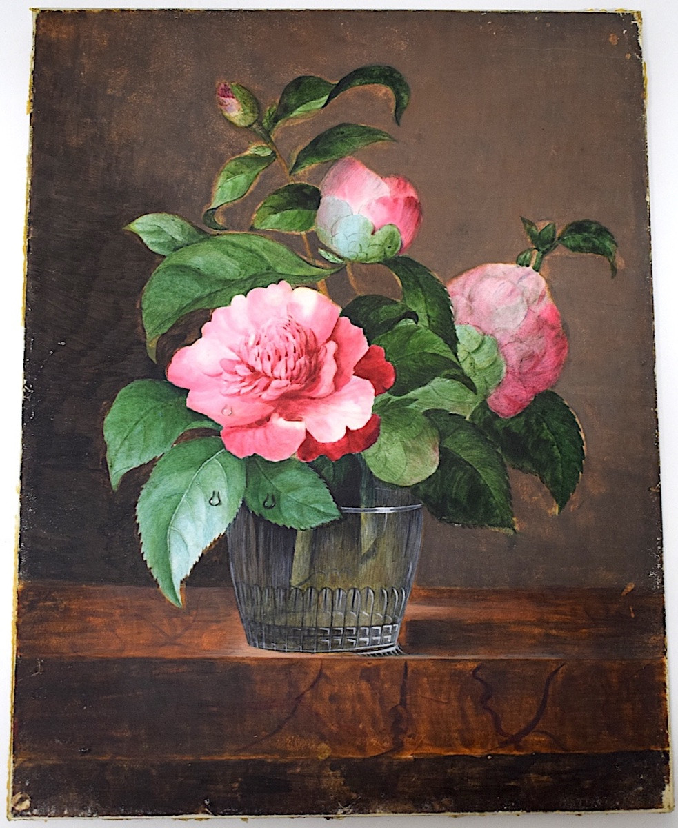 Gouache Lyonnaise School 19th Century Still Life With Flowers Refm07-photo-7