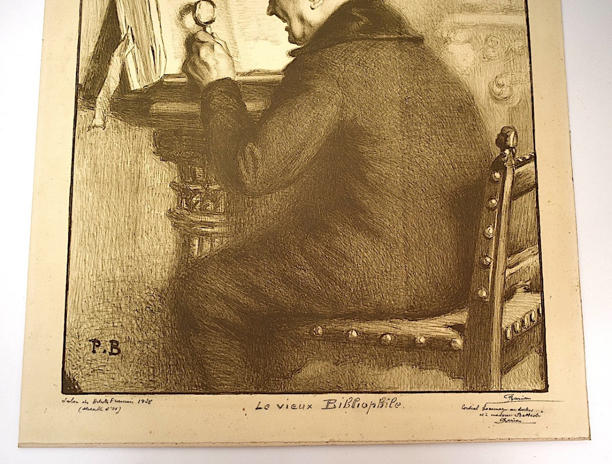 Print By Barian Ambiance Intimiste Le Vieux Bibliophile Livre Bouquiniste 1928 Refm11-photo-3