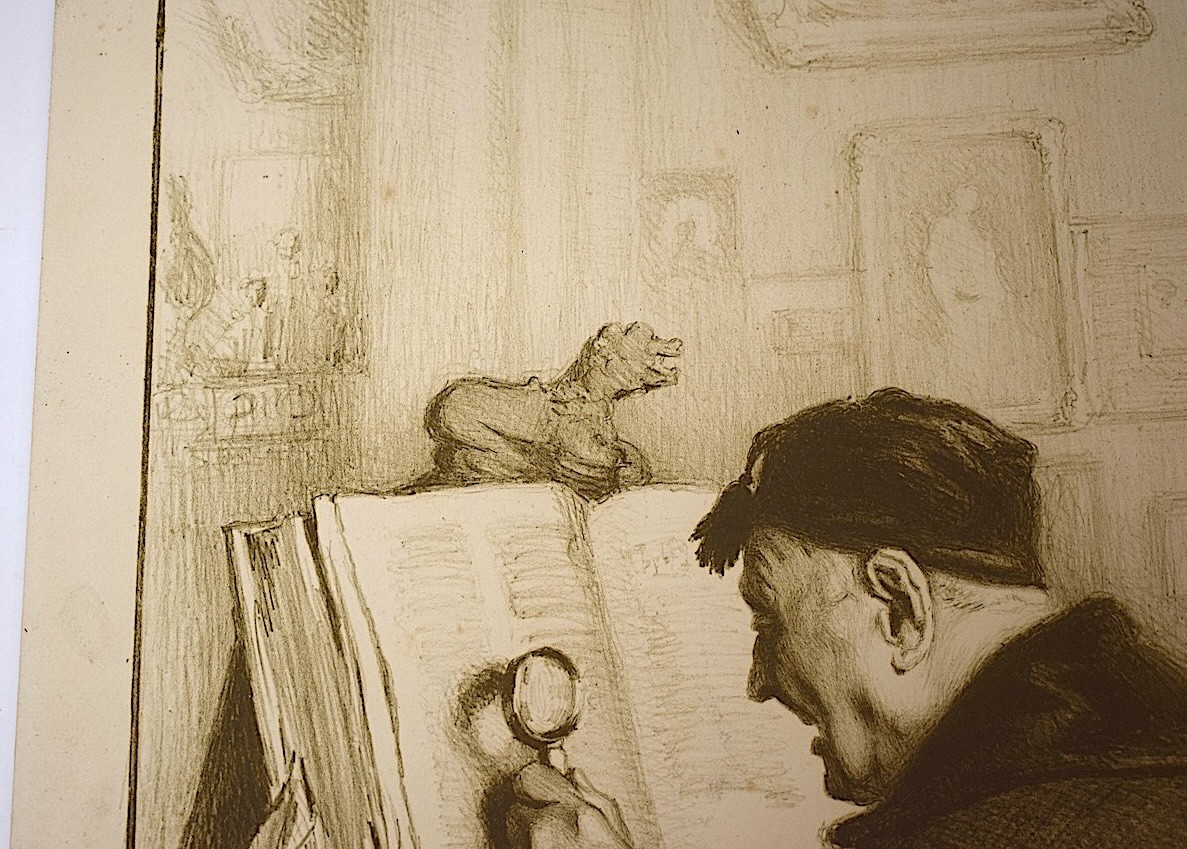 Print By Barian Ambiance Intimiste Le Vieux Bibliophile Livre Bouquiniste 1928 Refm11-photo-2