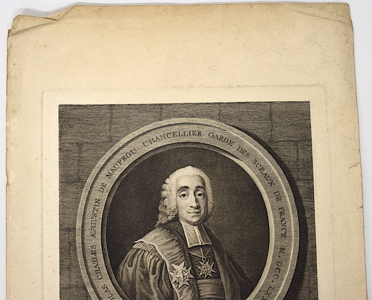 Gravure portrait XVIII &egrave;me de Ren&eacute; Charle de Maupeou  graveur Juvenal refm12-photo-2