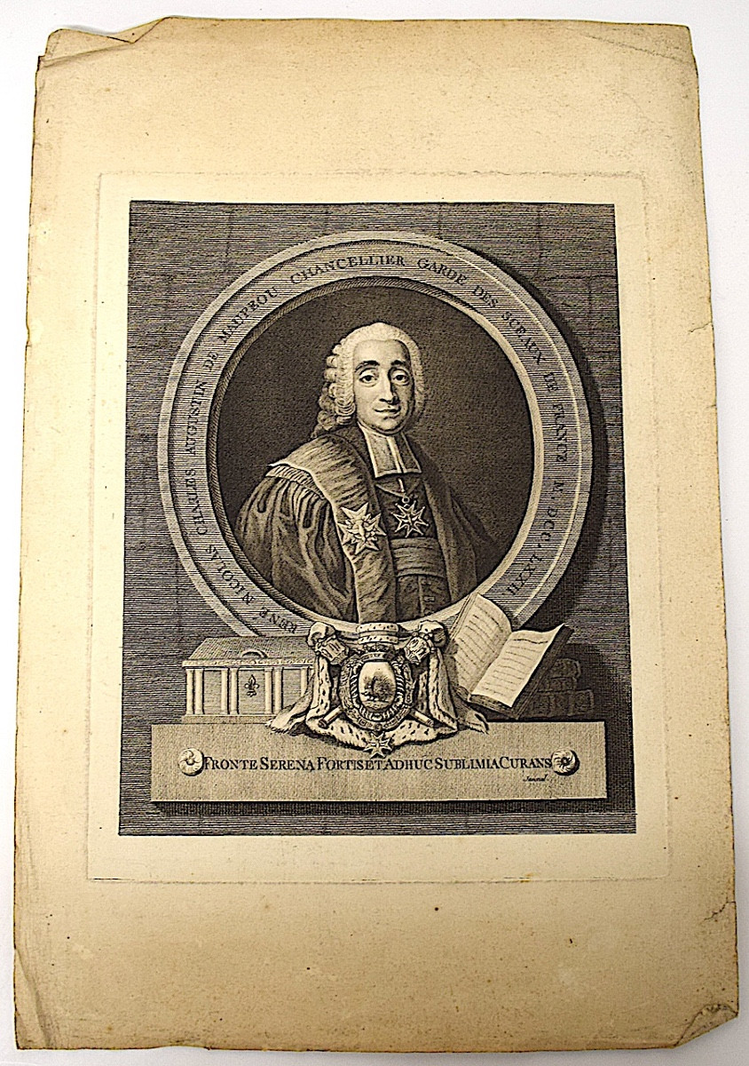 Gravure portrait XVIII &egrave;me de Ren&eacute; Charle de Maupeou  graveur Juvenal refm12