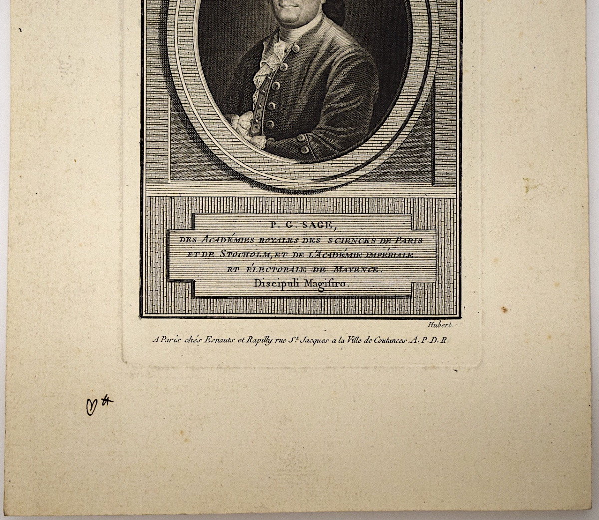 Gravure Portrait de george SAGE Sciences Minéralogie Paris Stockolm Signé HUBERT Refm13-photo-3