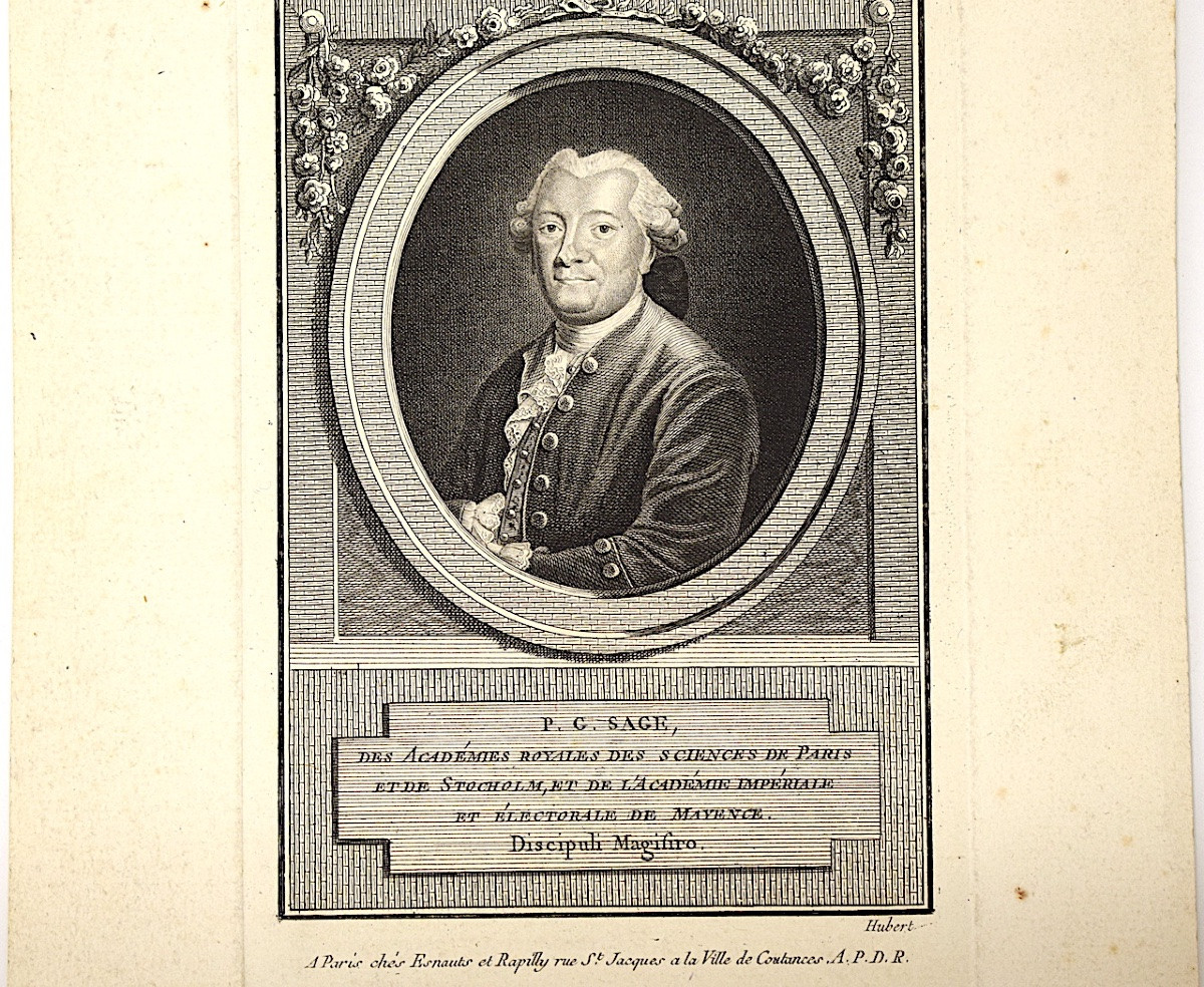 Gravure Portrait de george SAGE Sciences Minéralogie Paris Stockolm Signé HUBERT Refm13-photo-4