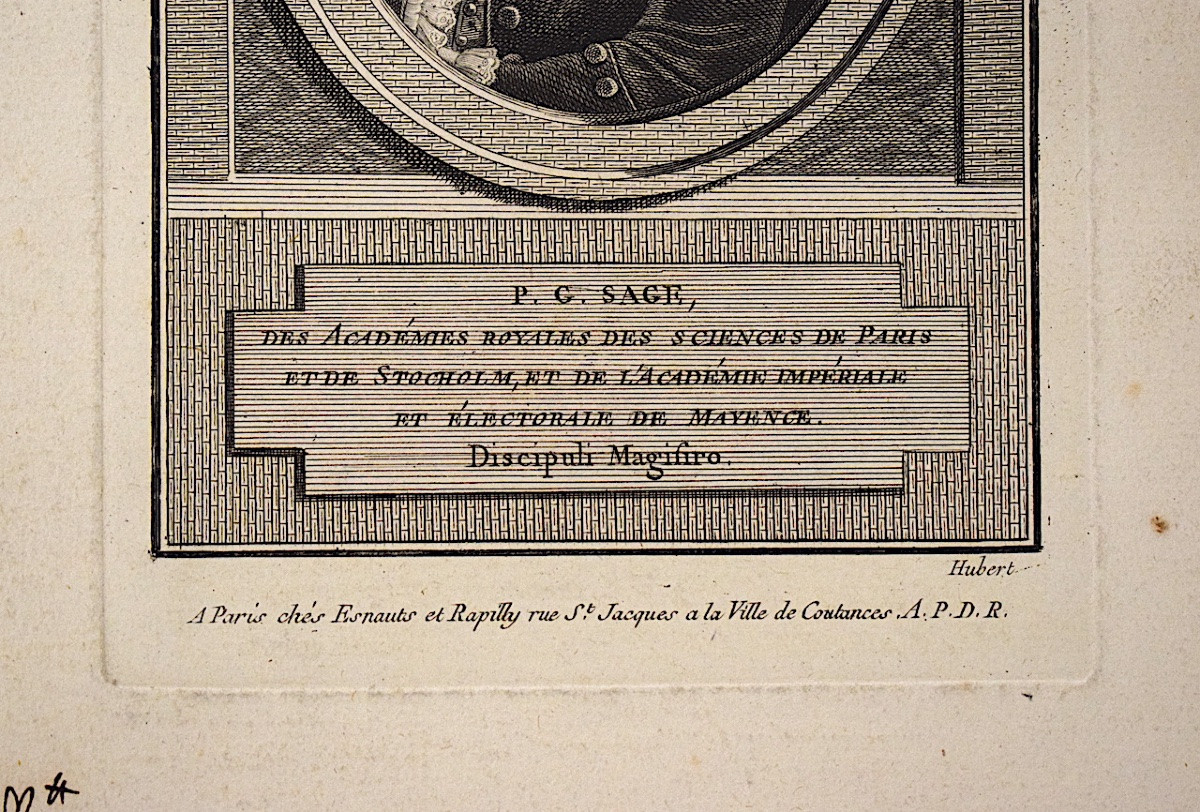 Gravure Portrait de george SAGE Sciences Minéralogie Paris Stockolm Signé HUBERT Refm13-photo-1