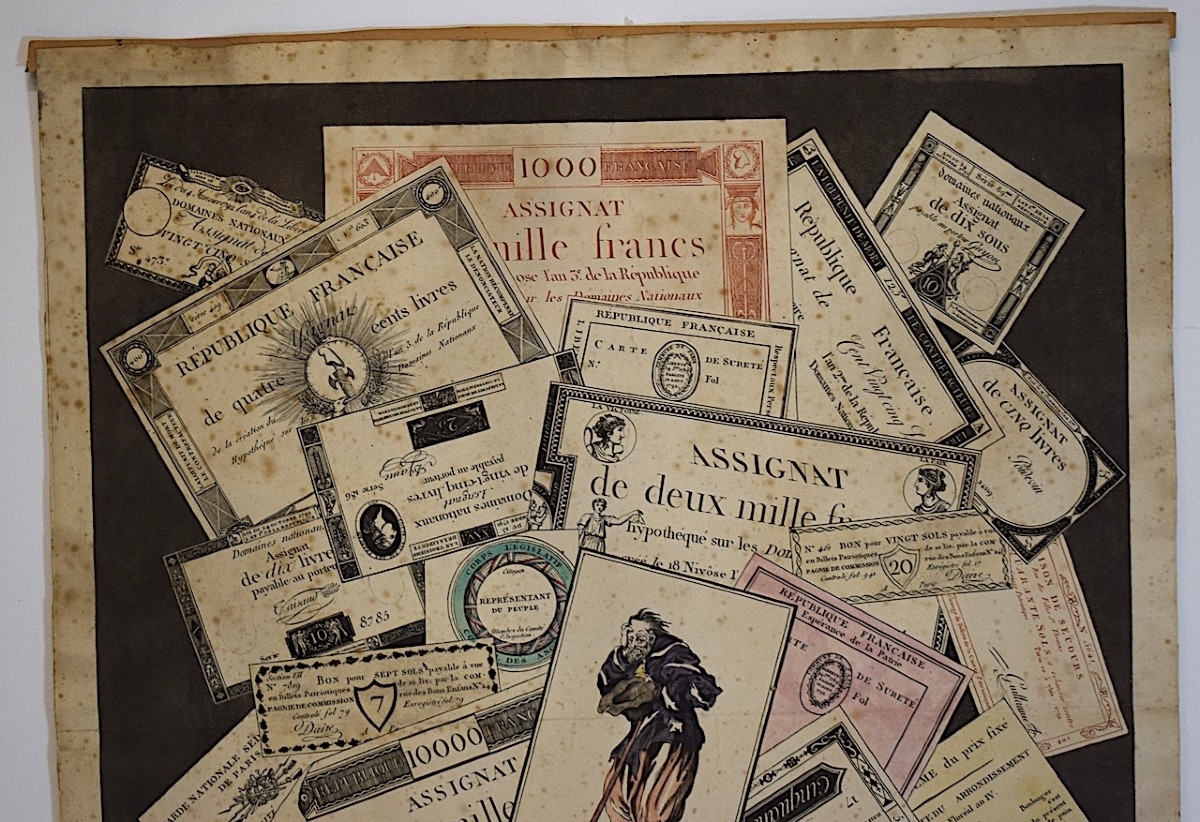 Joseph Hunin Trompe l'Oeil Engraving With French Assignats Currency Revolution Refm14-photo-2