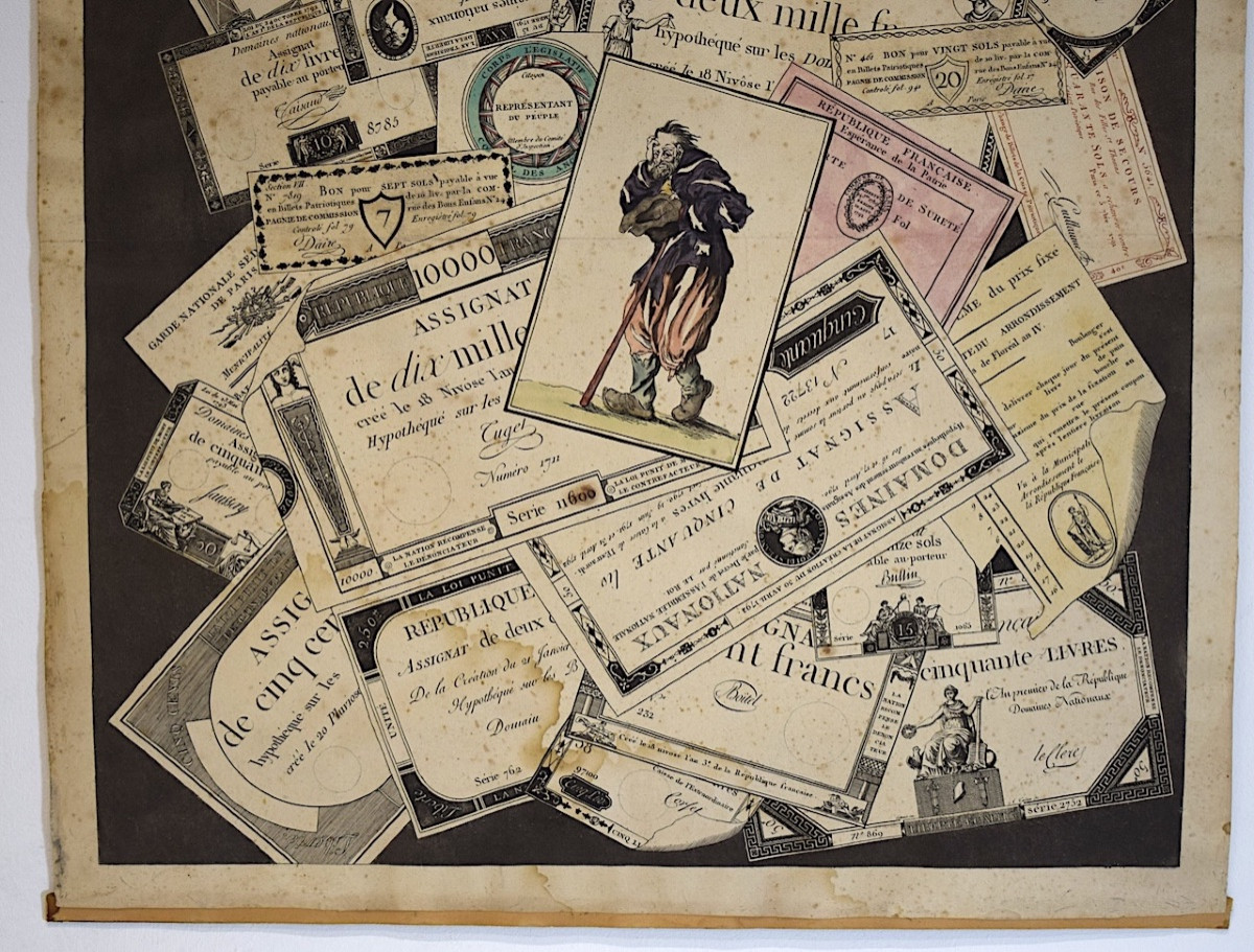 Joseph Hunin Trompe l'Oeil Engraving With French Assignats Currency Revolution Refm14-photo-3