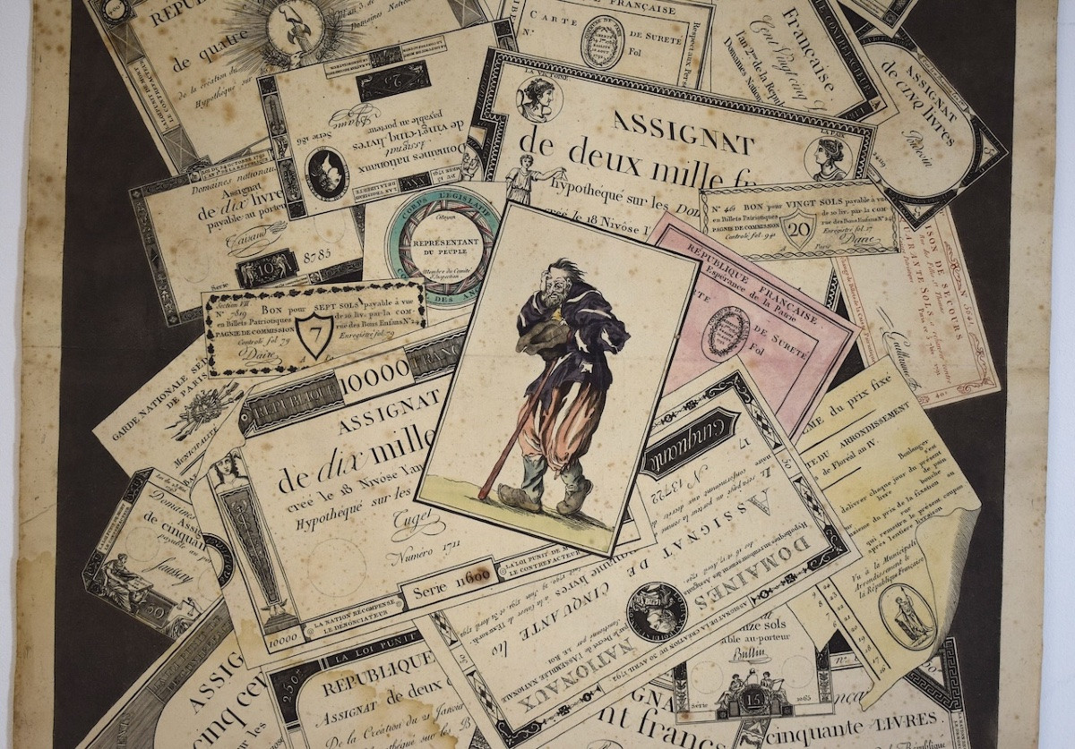Joseph Hunin Trompe l'Oeil Engraving With French Assignats Currency Revolution Refm14-photo-4