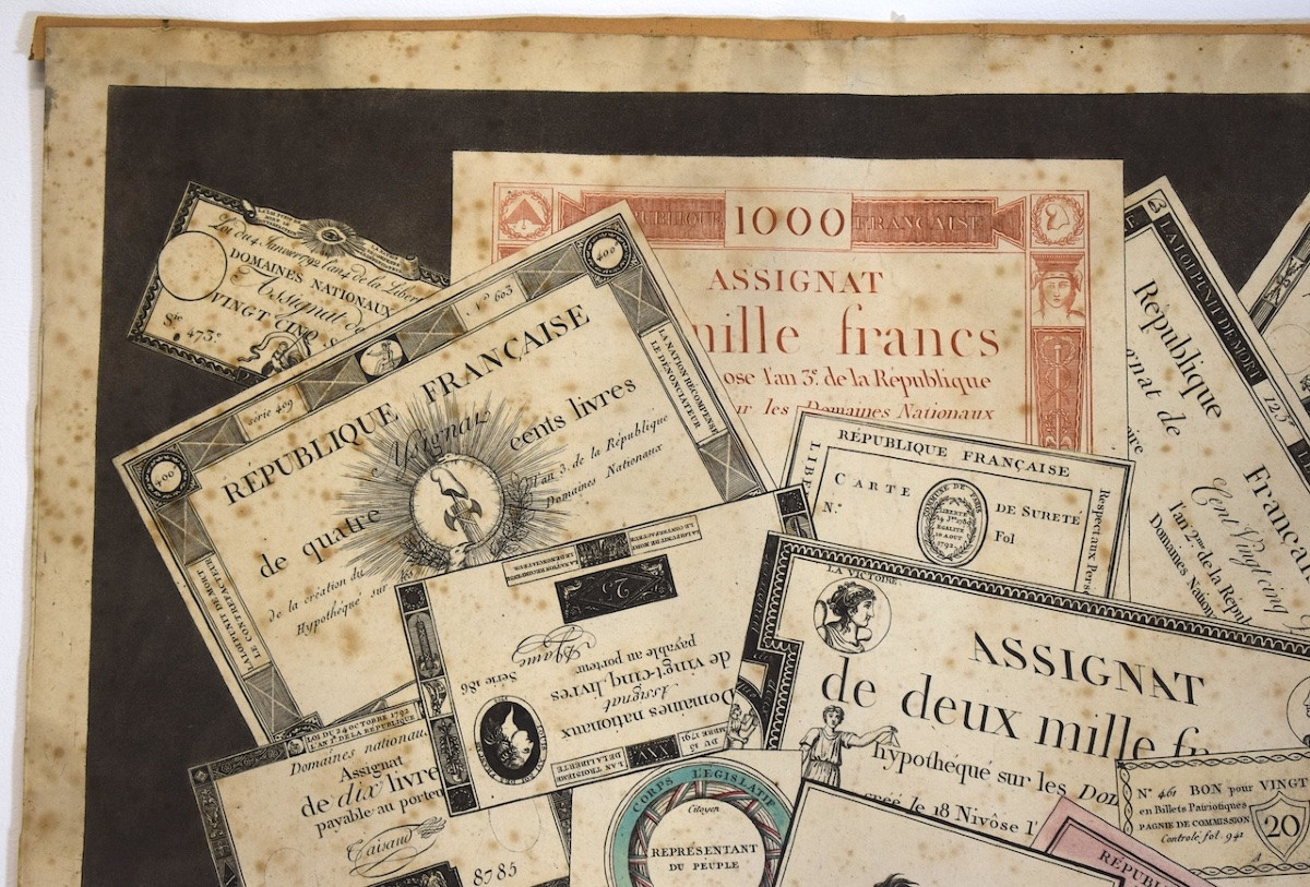 Joseph Hunin Trompe l'Oeil Engraving With French Assignats Currency Revolution Refm14-photo-1