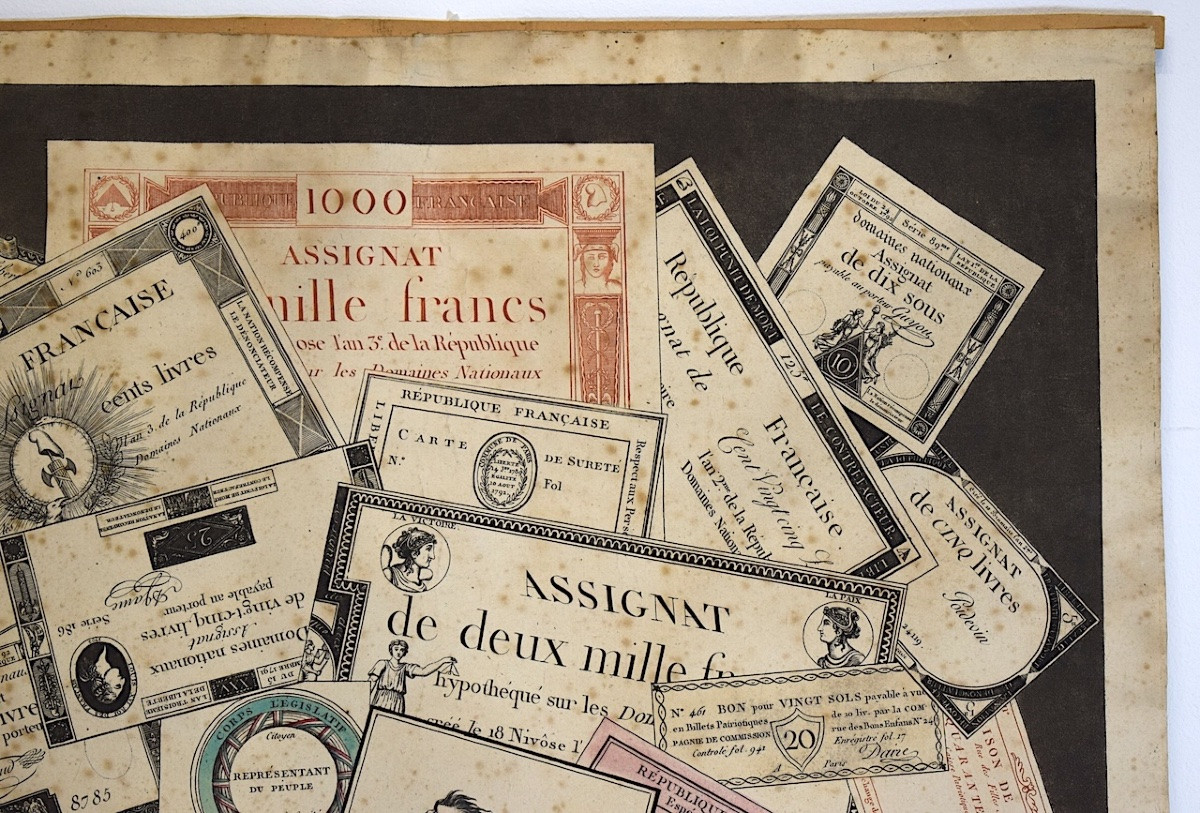 Joseph Hunin Trompe l'Oeil Engraving With French Assignats Currency Revolution Refm14-photo-2