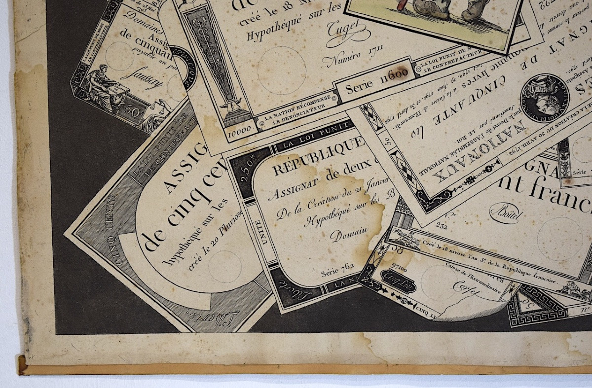 Joseph Hunin Trompe l'Oeil Engraving With French Assignats Currency Revolution Refm14-photo-3