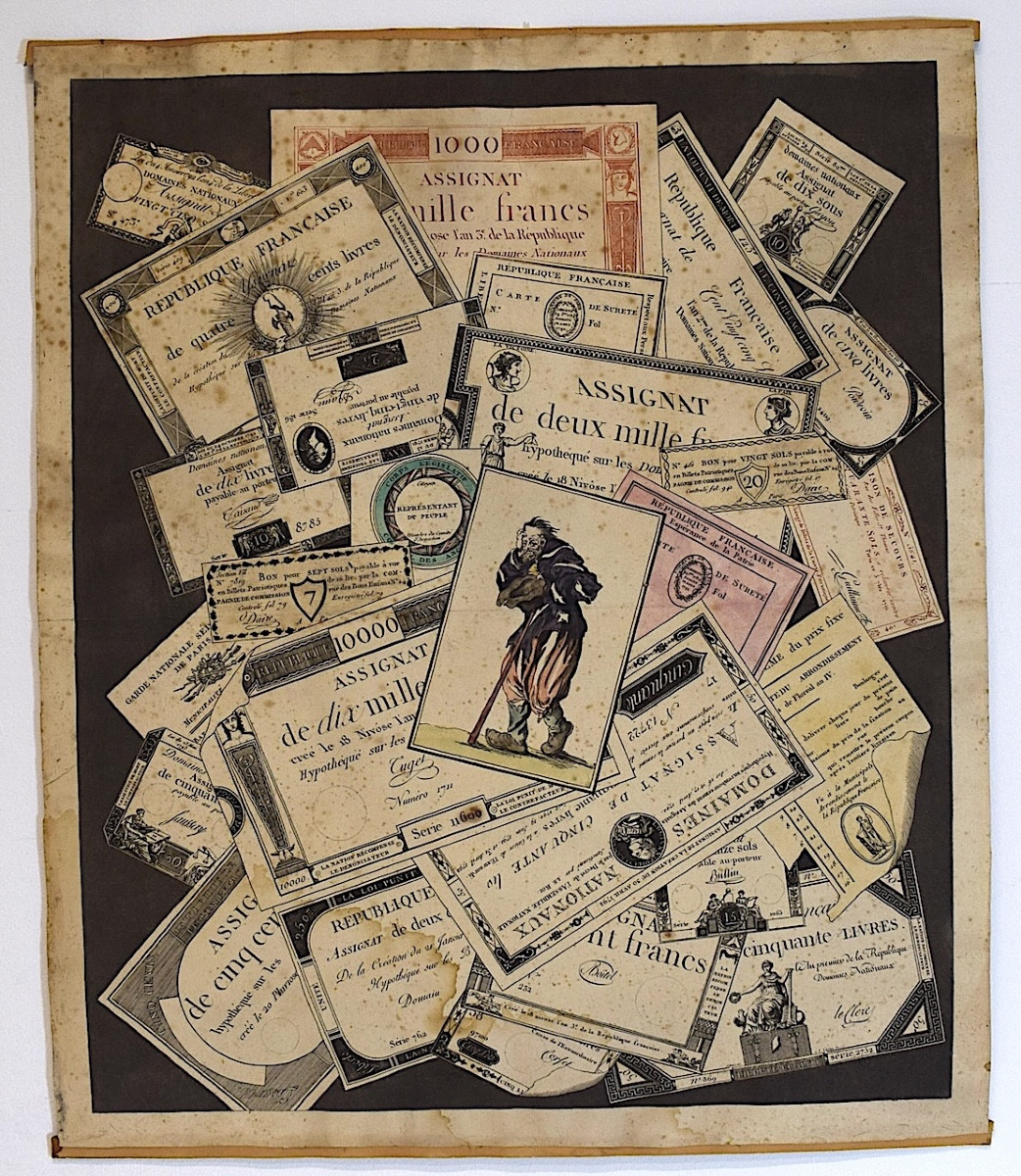 Joseph Hunin Trompe l'Oeil Engraving With French Assignats Currency Revolution Refm14