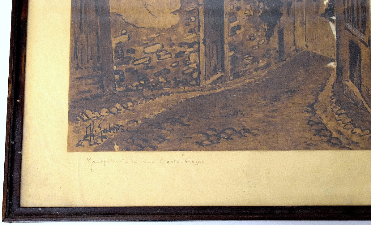 Watercolor Drawing Rue Coste Fregé In Montpellier Hérault Signature To Be Identified Refm16-photo-1