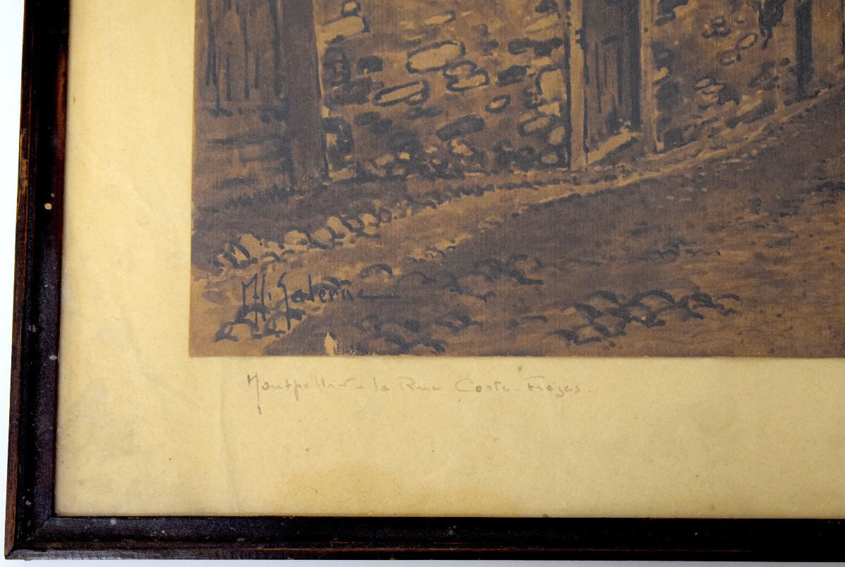 Watercolor Drawing Rue Coste Fregé In Montpellier Hérault Signature To Be Identified Refm16-photo-4