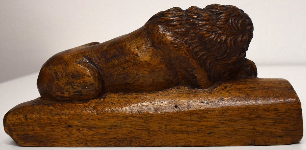 LION EN BOIS SCULPTE ART POPULAIRE SUISSE XIX EME REF1123-photo-3