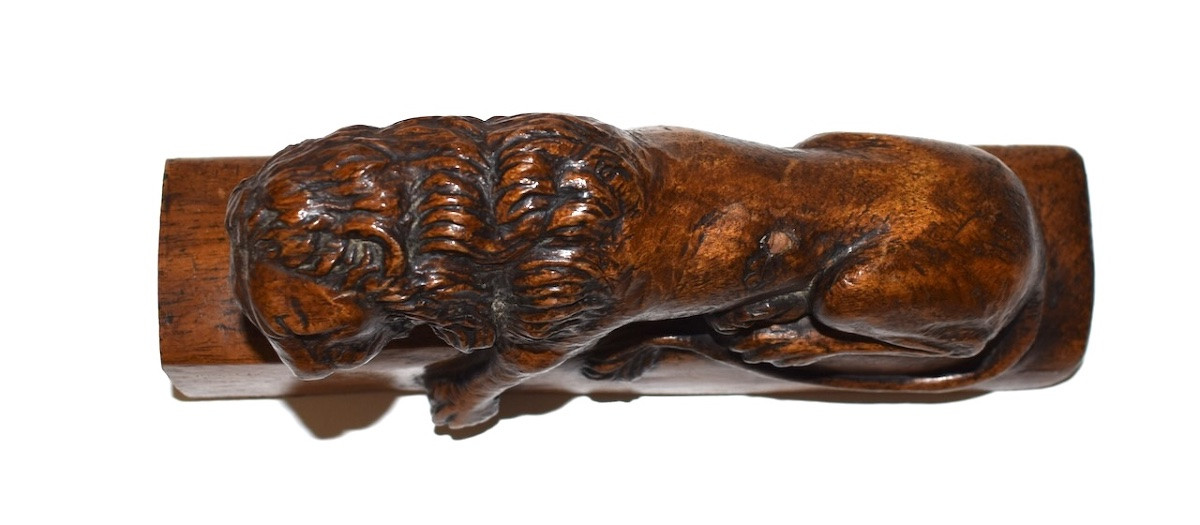 LION EN BOIS SCULPTE ART POPULAIRE SUISSE XIX EME REF1123-photo-4