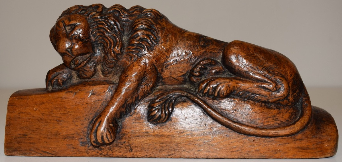 LION EN BOIS SCULPTE ART POPULAIRE SUISSE XIX EME REF1123-photo-8