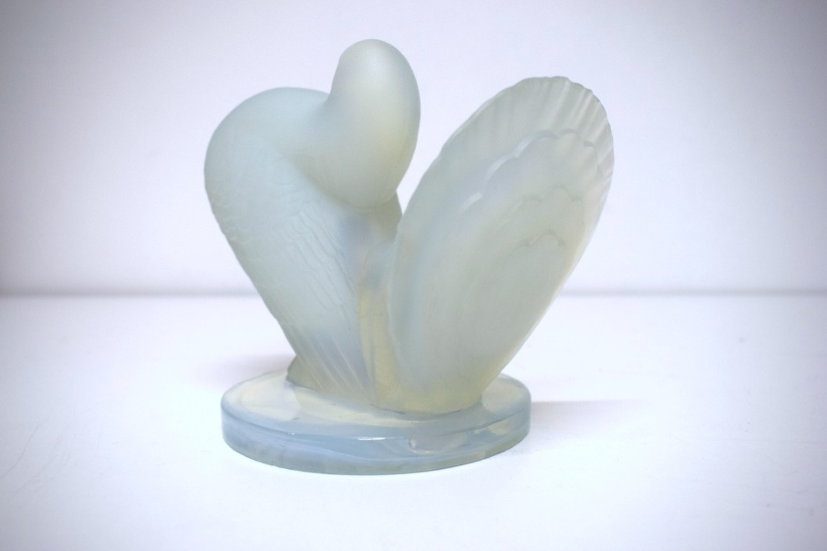 Pigeon Art Deco Verre Moulé Pressé Opalescent sculpture animalière oiseau style Sabino  REF1124-photo-4