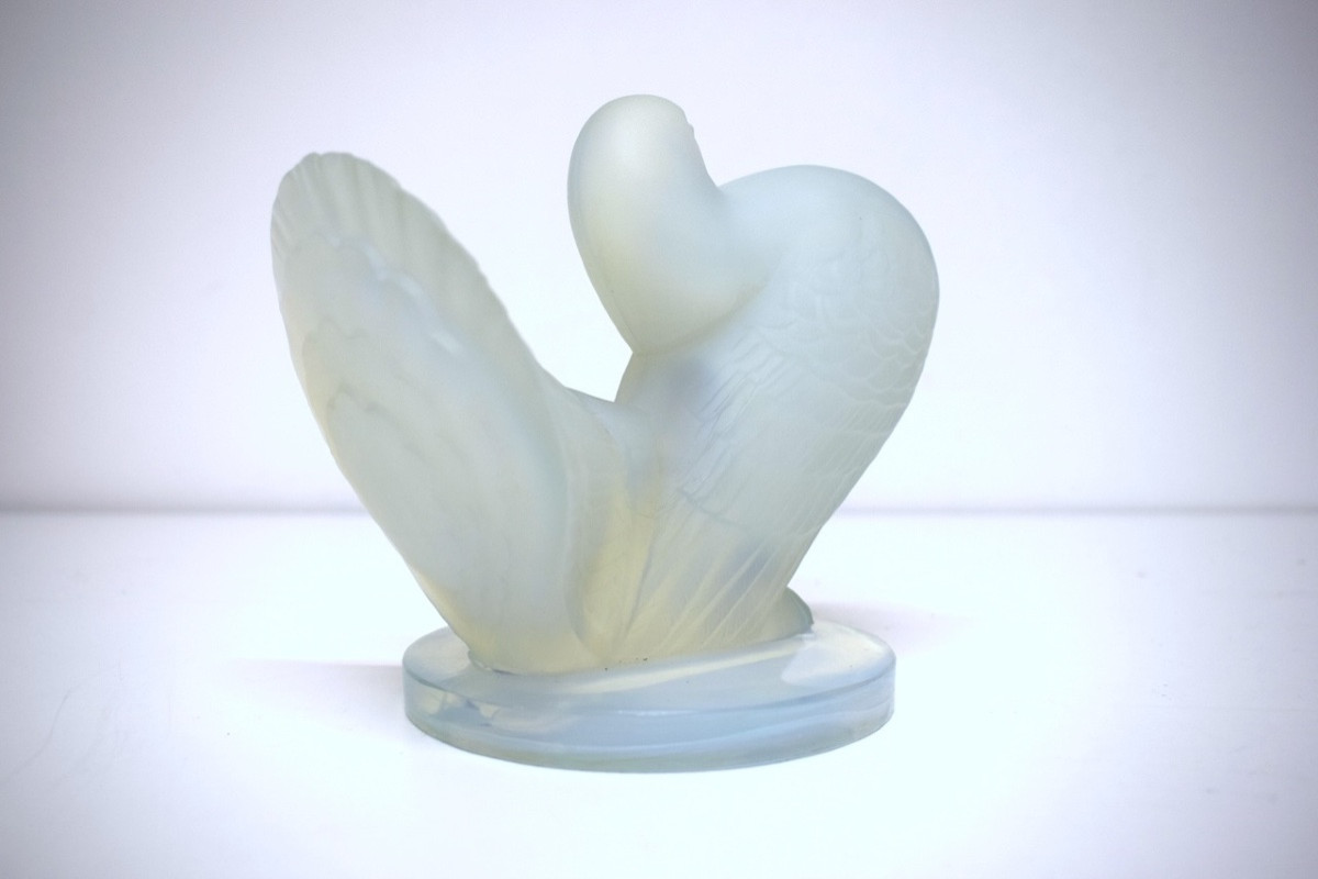 Pigeon Art Deco Verre Moulé Pressé Opalescent sculpture animalière oiseau style Sabino  REF1124-photo-2